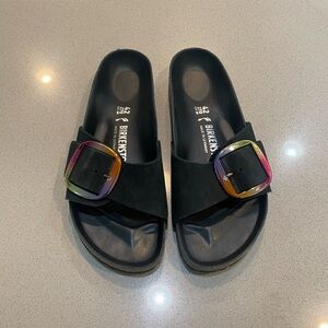 Birkenstock Black Sandals with Multicolor Buckle